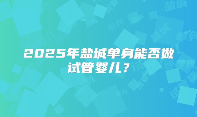 2025年盐城单身能否做试管婴儿？