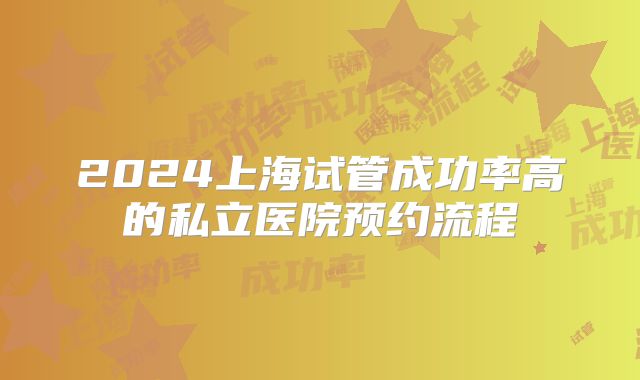 2024上海试管成功率高的私立医院预约流程