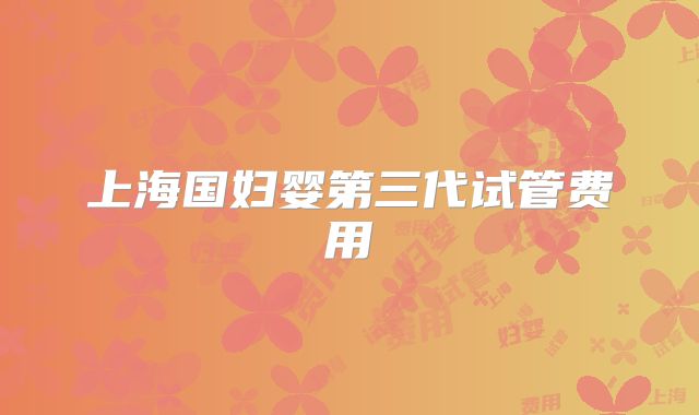 上海国妇婴第三代试管费用