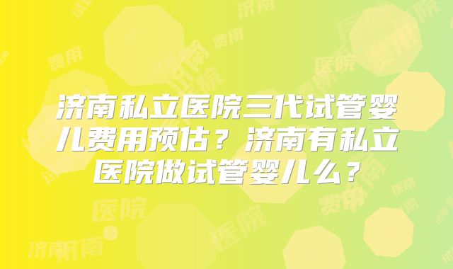 济南私立医院三代试管婴儿费用预估？济南有私立医院做试管婴儿么？