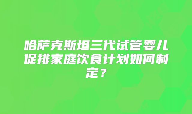 哈萨克斯坦三代试管婴儿促排家庭饮食计划如何制定？