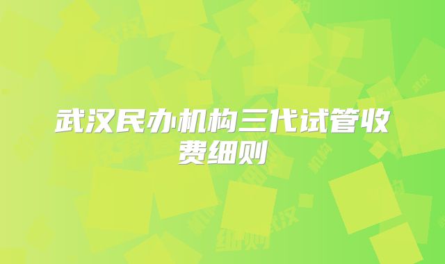 武汉民办机构三代试管收费细则