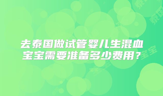 去泰国做试管婴儿生混血宝宝需要准备多少费用？