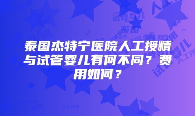 泰国杰特宁医院人工授精与试管婴儿有何不同？费用如何？