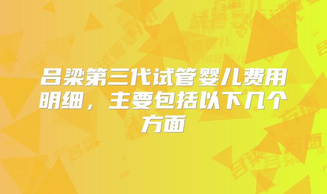 吕梁第三代试管婴儿费用明细,主要包括以下几个方面