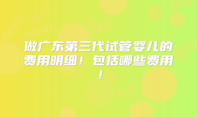 做广东第三代试管婴儿的费用明细!包括哪些费用!