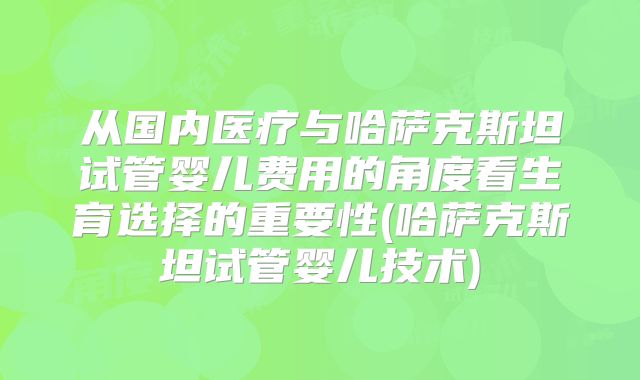 从国内医疗与哈萨克斯坦试管婴儿费用的角度看生育选择的重要性(哈萨克斯坦试管婴儿技术)