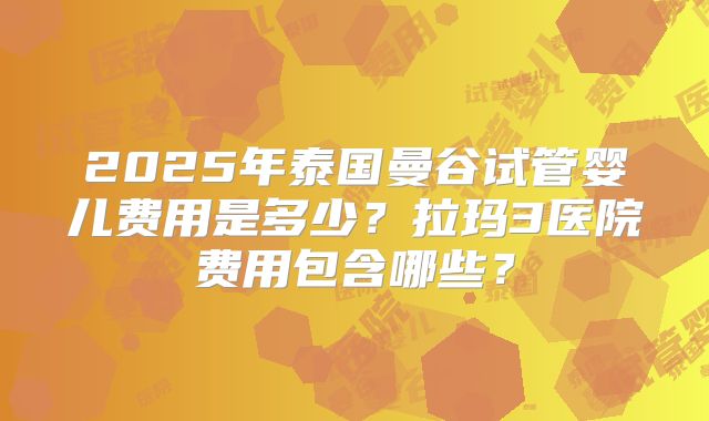 2025年泰国曼谷试管婴儿费用是多少？拉玛3医院费用包含哪些？