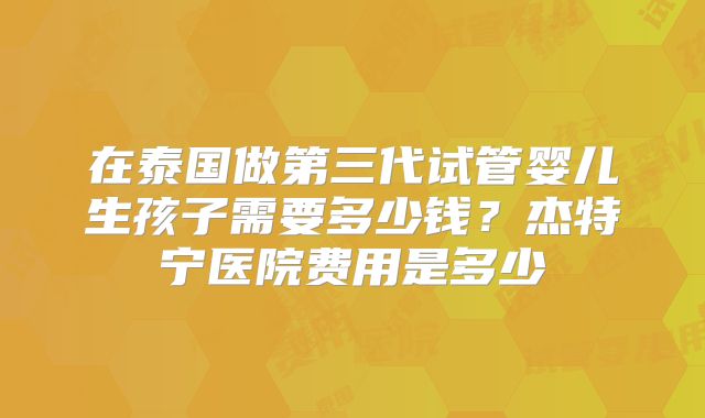在泰国做第三代试管婴儿生孩子需要多少钱？杰特宁医院费用是多少