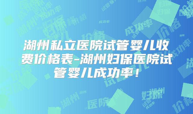 湖州私立医院试管婴儿收费价格表-湖州妇保医院试管婴儿成功率!