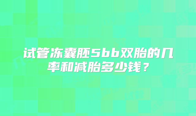 试管冻囊胚5bb双胎的几率和减胎多少钱？