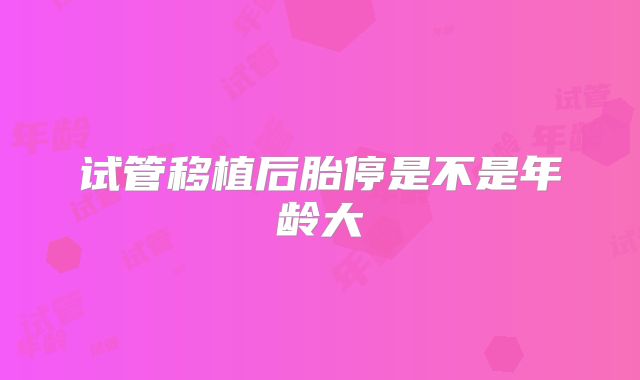 试管移植后胎停是不是年龄大