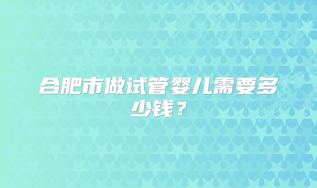 合肥市做试管婴儿需要多少钱？