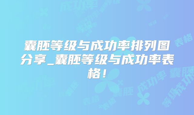 囊胚等级与成功率排列图分享_囊胚等级与成功率表格！