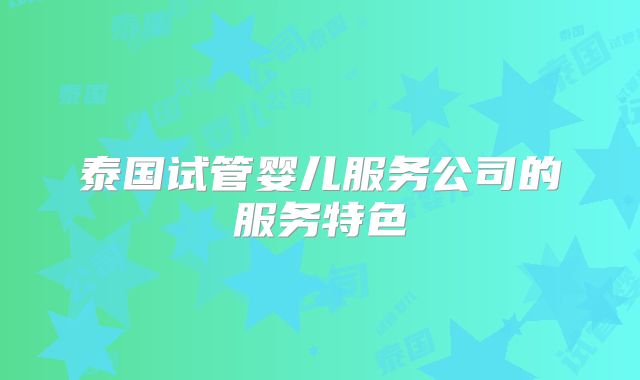 泰国试管婴儿服务公司的服务特色