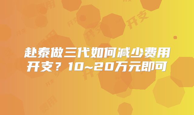 赴泰做三代如何减少费用开支？10~20万元即可