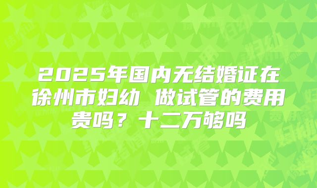 2025年国内无结婚证在徐州市妇幼 做试管的费用贵吗？十二万够吗