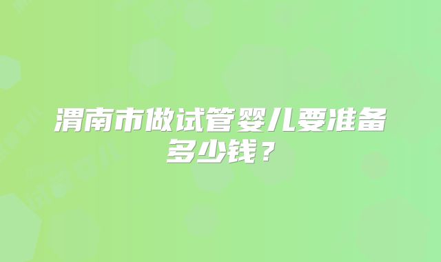 渭南市做试管婴儿要准备多少钱？