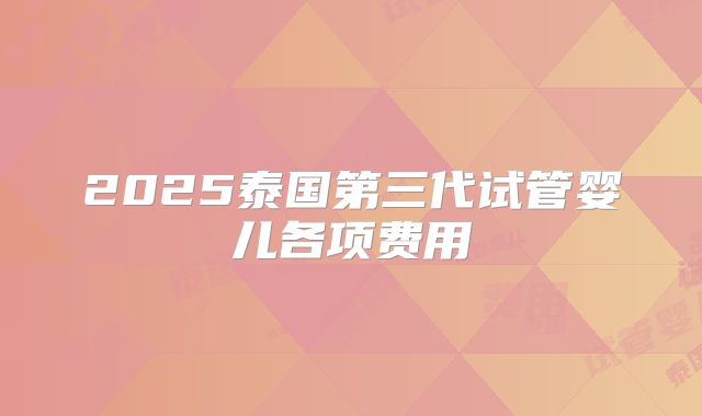 2025泰国第三代试管婴儿各项费用