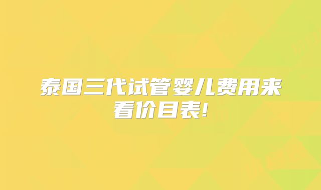 泰国三代试管婴儿费用来看价目表!