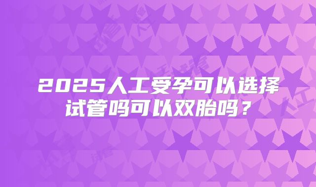 2025人工受孕可以选择试管吗可以双胎吗？
