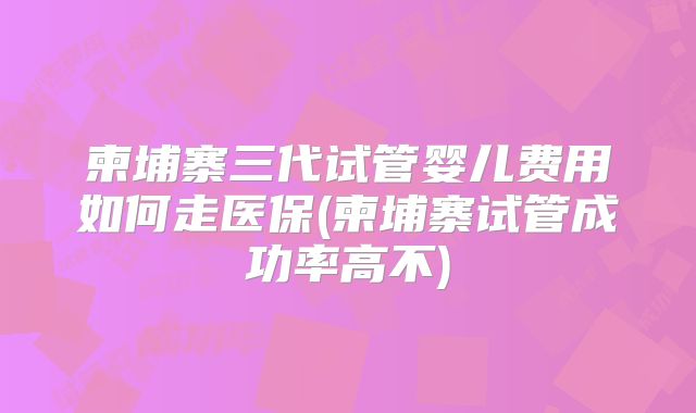 柬埔寨三代试管婴儿费用如何走医保(柬埔寨试管成功率高不)