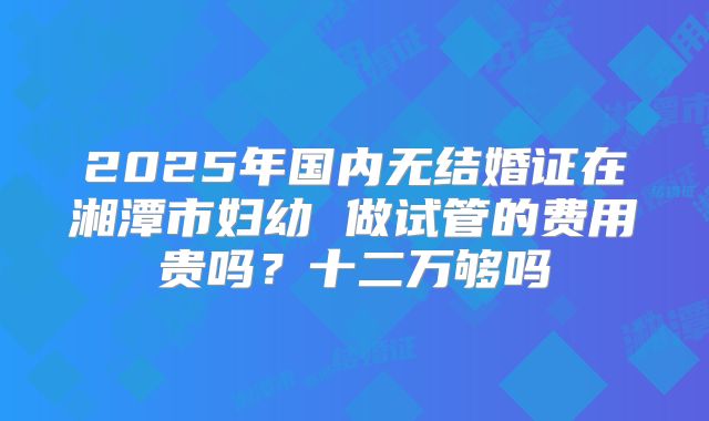 2025年国内无结婚证在湘潭市妇幼 做试管的费用贵吗?十二万够吗