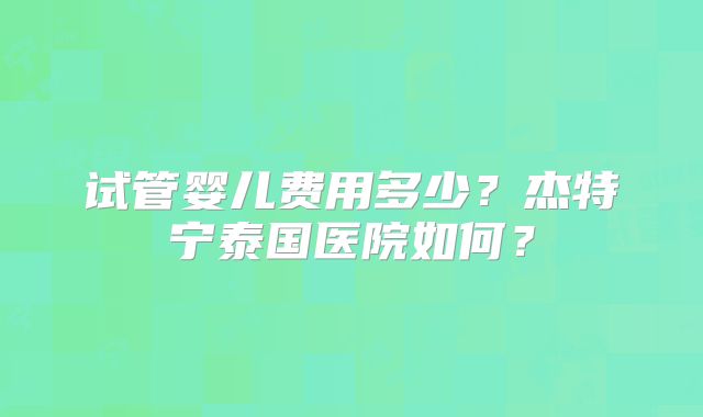 试管婴儿费用多少?杰特宁泰国医院如何?