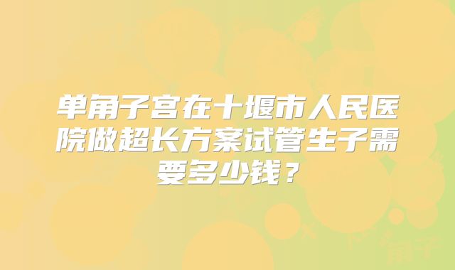 单角子宫在十堰市人民医院做超长方案试管生子需要多少钱？