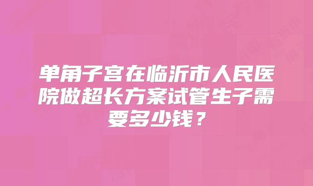单角子宫在临沂市人民医院做超长方案试管生子需要多少钱？
