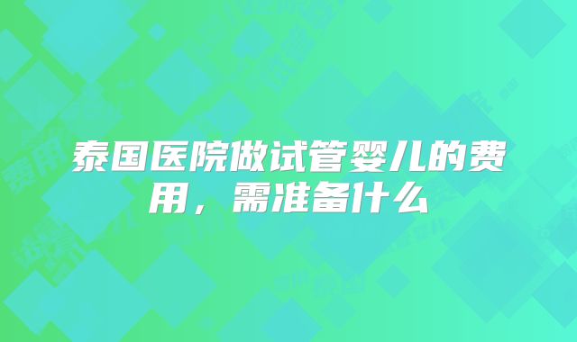 泰国医院做试管婴儿的费用，需准备什么