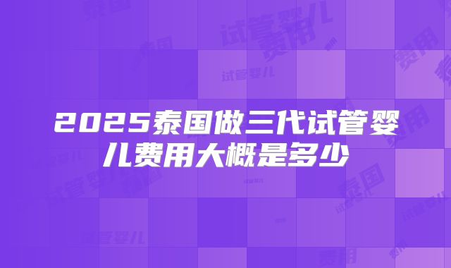 2025泰国做三代试管婴儿费用大概是多少