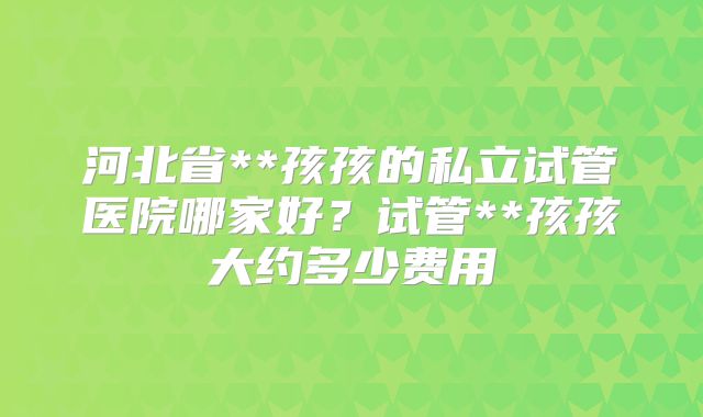 河北省**孩孩的私立试管医院哪家好?试管**孩孩大约多少费用