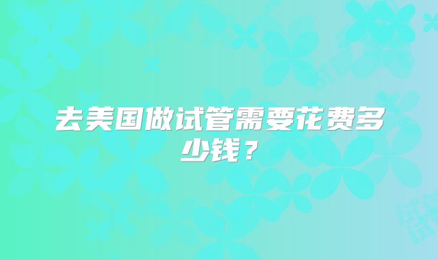 去美国做试管需要花费多少钱?