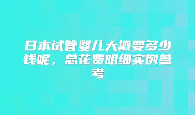 日本试管婴儿大概要多少钱呢，总花费明细实例参考
