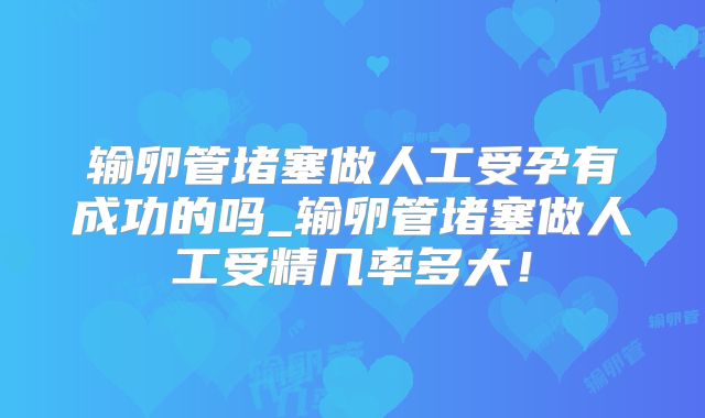 输卵管堵塞做人工受孕有成功的吗_输卵管堵塞做人工受精几率多大!