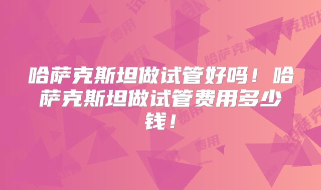 哈萨克斯坦做试管好吗！哈萨克斯坦做试管费用多少钱！