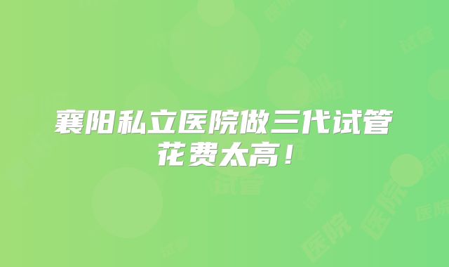 襄阳私立医院做三代试管花费太高！