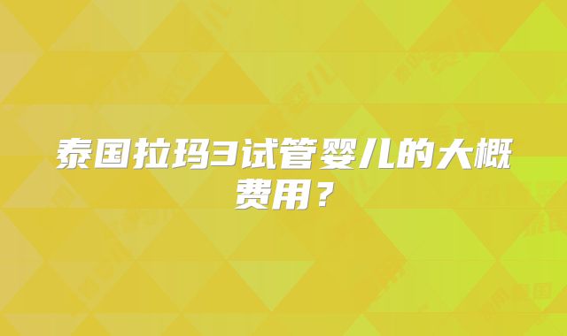 泰国拉玛3试管婴儿的大概费用？
