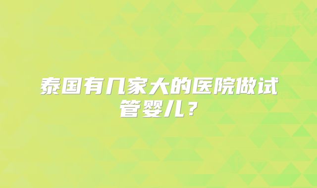 泰国有几家大的医院做试管婴儿？