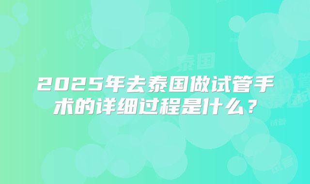 2025年去泰国做试管手术的详细过程是什么？