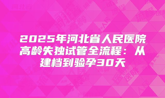 2025年河北省人民医院高龄失独试管全流程：从建档到验孕30天