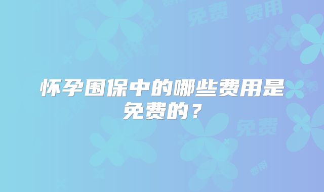 怀孕围保中的哪些费用是免费的?