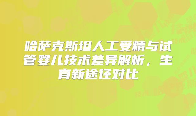 哈萨克斯坦人工受精与试管婴儿技术差异解析，生育新途径对比