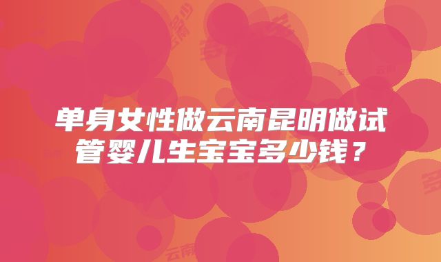 单身女性做云南昆明做试管婴儿生宝宝多少钱？