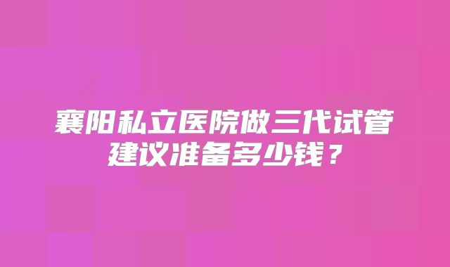 襄阳私立医院做三代试管建议准备多少钱？