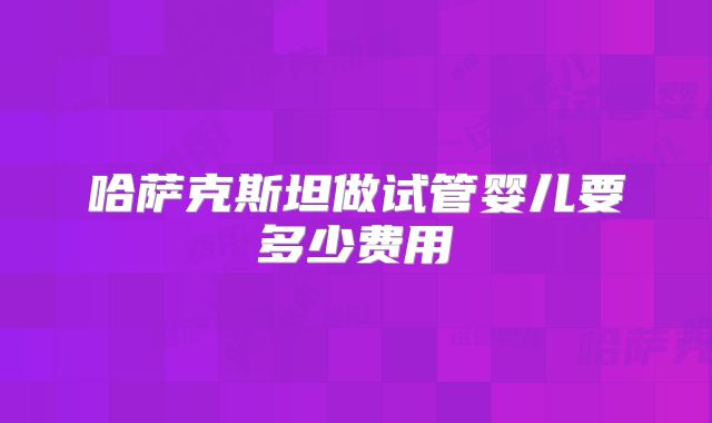 哈萨克斯坦做试管婴儿要多少费用