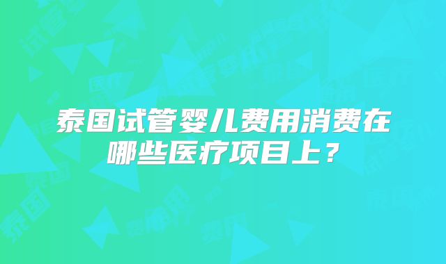 泰国试管婴儿费用消费在哪些医疗项目上？