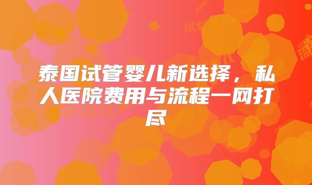 泰国试管婴儿新选择，私人医院费用与流程一网打尽