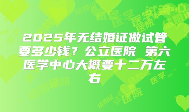 2025年无结婚证做试管要多少钱？公立医院 第六医学中心大概要十二万左右